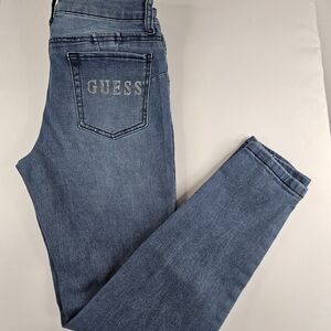 GUESS Medium Blue Skinny Jeans with Branded Back Pocket